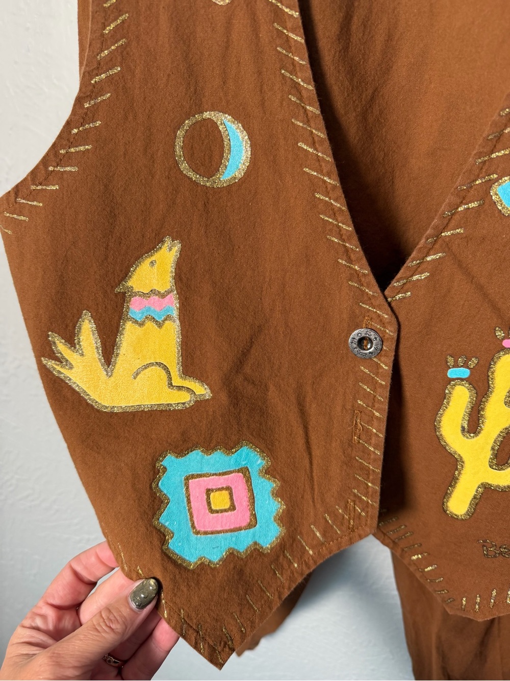 Vintage Beverly Hills Blues M Western Southwest Vest Pants 2 Piece Set - Picture 2 of 8